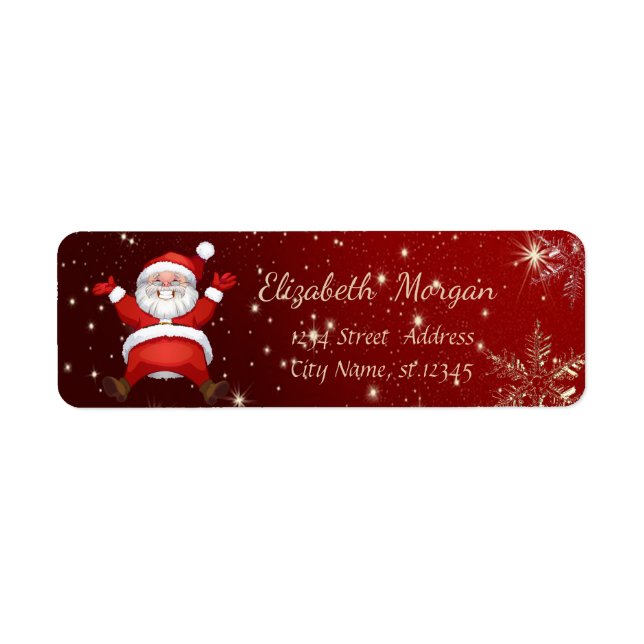 Trendy Christmas Snowflakes,Santa Claus Return Address Label (Front)