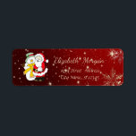 Trendy Christmas Snowflakes,Snowman,Santa Claus Return Address Label<br><div class="desc">Snowman and Santa Claus on red background. An elegant and sophisticated designe.Costumize with your name and address.</div>