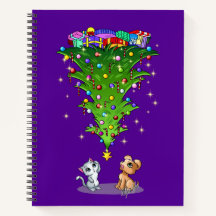 Trendy Christmas Tree Rich Plum Notebook by Mei Yu