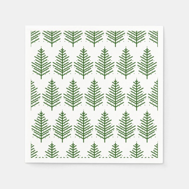 Trendy Christmas Tree Winter Pattern Napkin (Front)
