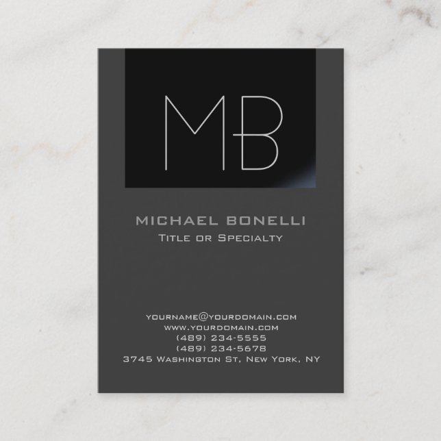 Trendy chubby modern grey background business card (Front)