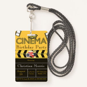 Trendy Cinema Any Age Birthday Party ID Badge