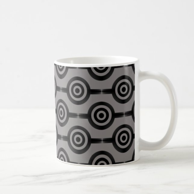 Trendy Circles Mug, Black and Grey Coffee Mug (Right)
