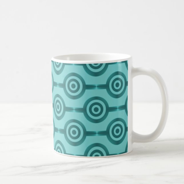 Trendy Circles Mug, Dazzling Teal Coffee Mug (Right)