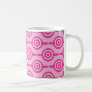 Trendy Circles Mug, Hot Pink Coffee Mug