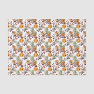 Trendy Citrus Orange Pine Berry Christmas Holiday Tissue Paper