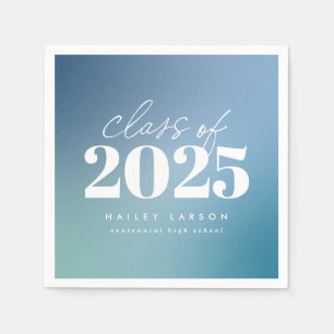 Trendy Class of 2024 Blue Gradient Graduation Napkin