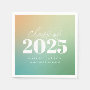 Trendy Class of 2024 Green Gradient Graduation Napkin