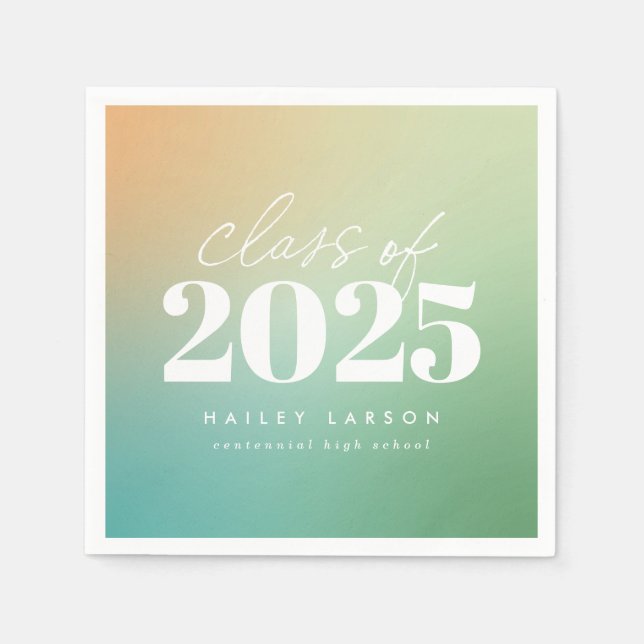 Trendy Class of 2024 Green Gradient Graduation Napkin (Front)