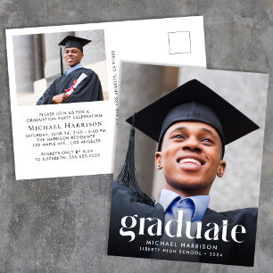Trendy Class of 2024 Photo Graduation Party Invitation Postcard