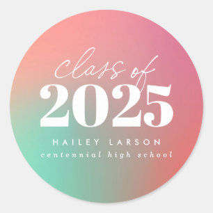 Trendy Class of 2024 Pink Gradient Graduation Classic Round Sticker