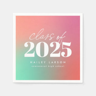 Trendy Class of 2024 Pink Gradient Graduation Napkin