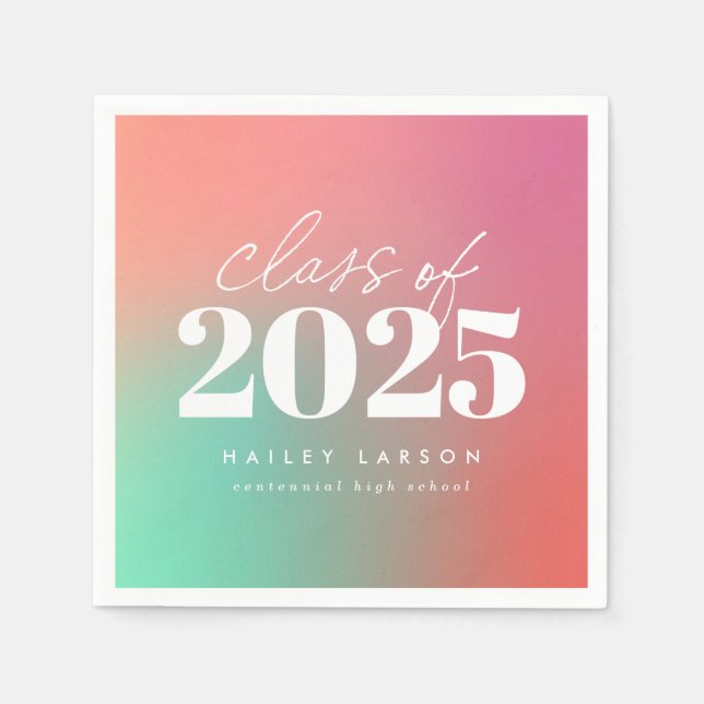 Trendy Class of 2024 Pink Gradient Graduation Napkin (Front)