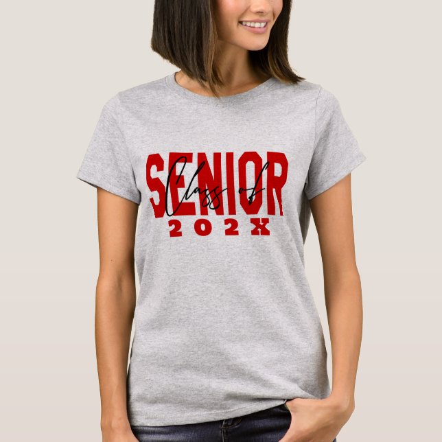 Trendy Class of 2025 Senior School Logo Grey T-Shirt (Front)