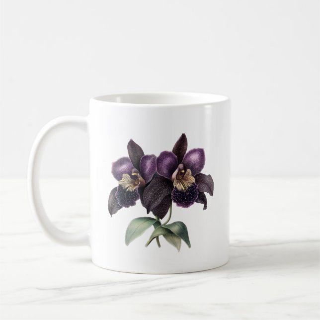 Trendy classic ,mauve and black orchid coffee mug (Left)