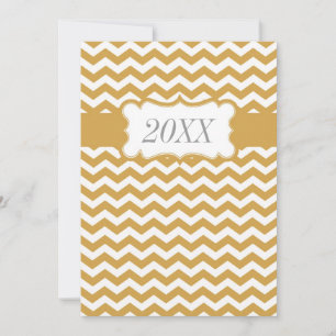 Trendy, classic, modern gold chevron graduation invitation