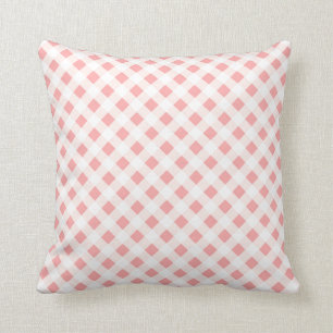 Trendy Classic Pink White Checked Plaid Pattern Cushion