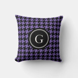 Trendy Classic purple houndstooth with monogram Cushion