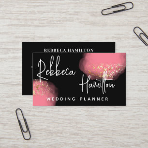 Trendy Classy elegant Pink Glitter wedding planner Business Card