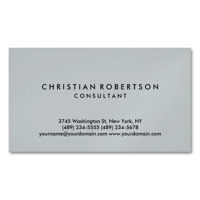 Trendy Clean Simple Grey Consultant Business Card (Front)