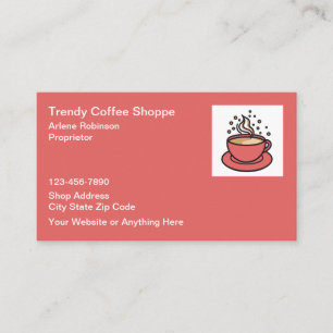 Trendy Coffee Shop Bistro Cafe Business Card