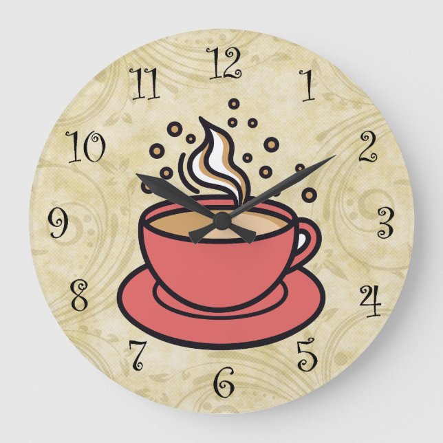 Trendy Coffee Theme Kitchen Wall Clocks (Front)