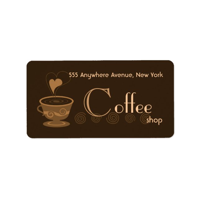 Trendy Coffeeshop Address Label (Front)