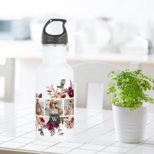 Trendy Collage Family Photo Colourful Flowers Gift 532 Ml Water Bottle
