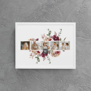Trendy Collage Family Photo Colourful Flowers Gift Canvas Print