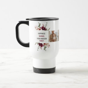 Trendy Collage Family Photo Red Flowers Quote Gift Travel Mug