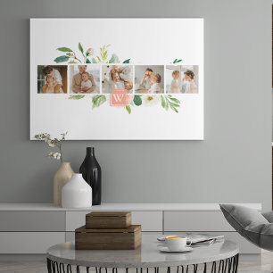 Trendy Collage Family Photo With Flowers Gift Canvas Print