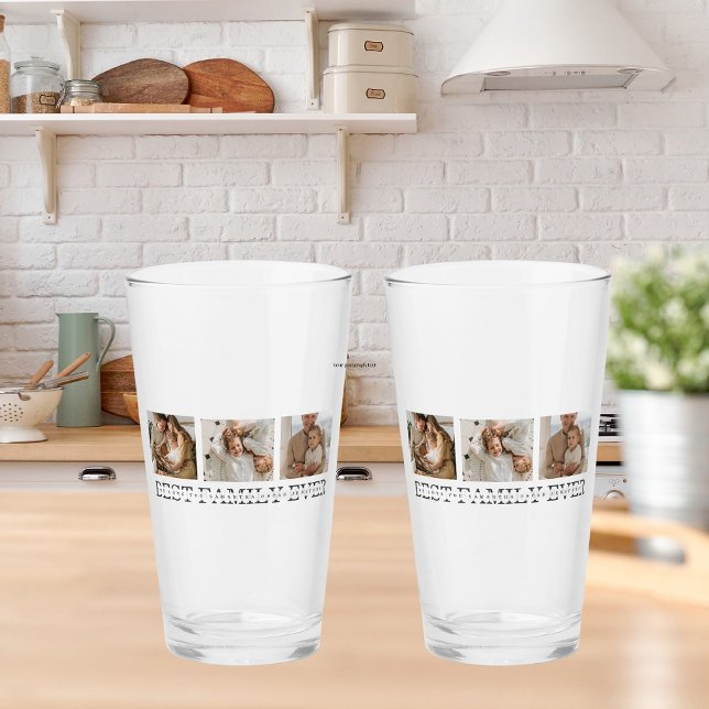 Trendy Collage Photo & Best Family Ever Best Gift Glass (Creator Uploaded)