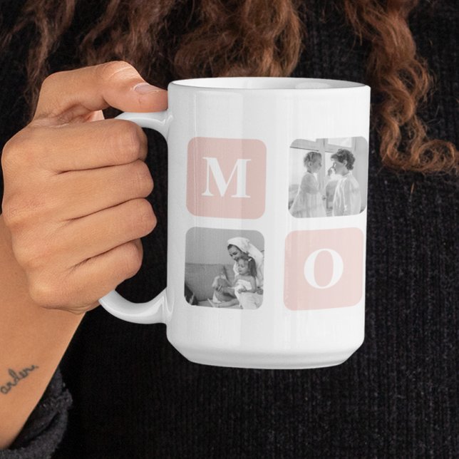 Trendy Collage Photo & Pastel Pink Best Mommy Gift Coffee Mug (Creator Uploaded)