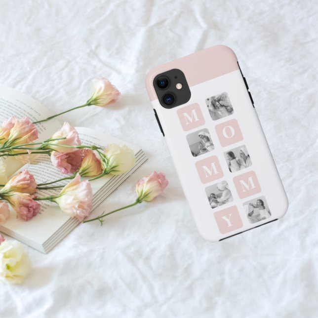Trendy Collage Photo & Pastel Pink Best Mummy Gift Case-Mate iPhone Case (Creator Uploaded)