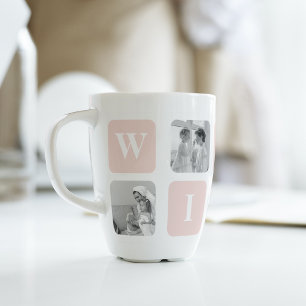 Trendy Collage Photo & Pastel Pink Best Mummy Gift Latte Mug