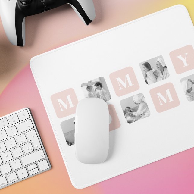 Trendy Collage Photo & Pastel Pink Best Mummy Gift Mouse Pad (Creator Uploaded)