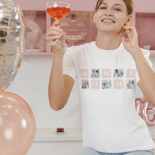 Trendy Collage Photo & Pastel Pink Best Mummy Gift T-Shirt
