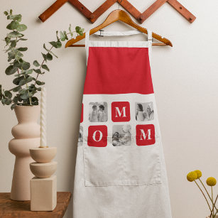 Trendy Collage Photo & Red Best Mummy Gift Apron