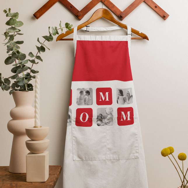 Trendy Collage Photo & Red Best Mummy Gift Apron (Creator Uploaded)