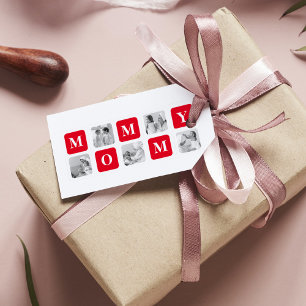 Trendy Collage Photo & Red Best Mummy Gift Gift Tags