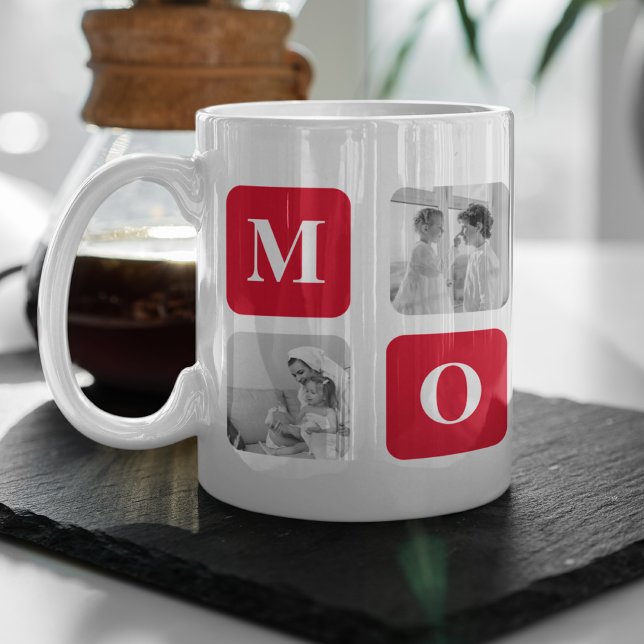 Trendy Collage Photo & Red Best Mummy Gift Mug (Creator Uploaded)
