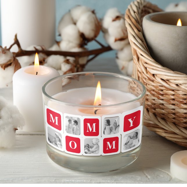 Trendy Collage Photo & Red Best Mummy Gift Rectangular Sticker (Creator Uploaded)