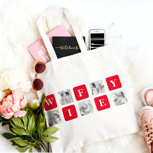 Trendy Collage Photo & Red Best Mummy Gift Tote Bag