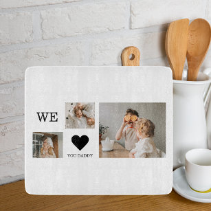 Trendy Collage Photo & We Love You Daddy Gift Cutting Board