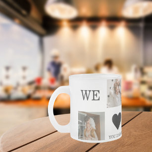 Trendy Collage Photo & We Love You Daddy Gift Frosted Glass Coffee Mug