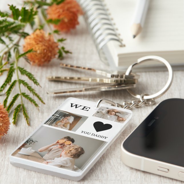 Trendy Collage Photo & We Love You Daddy Gift Key Ring (Front Right)