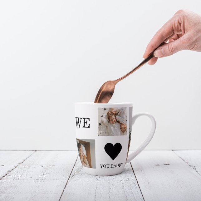 Trendy Collage Photo & We Love You Daddy Gift Latte Mug (Creator Uploaded)
