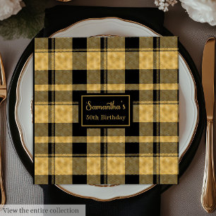 Trendy Color Napkins Black Gold Glitter Birthday