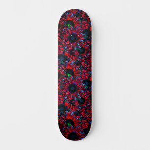 Trendy Colorful Abstract Pink Sunflowers Skateboard
