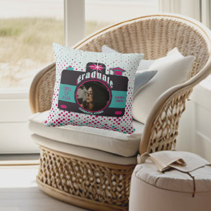 Trendy Colorful Cute Grad Photo Camera Vintage Art Cushion